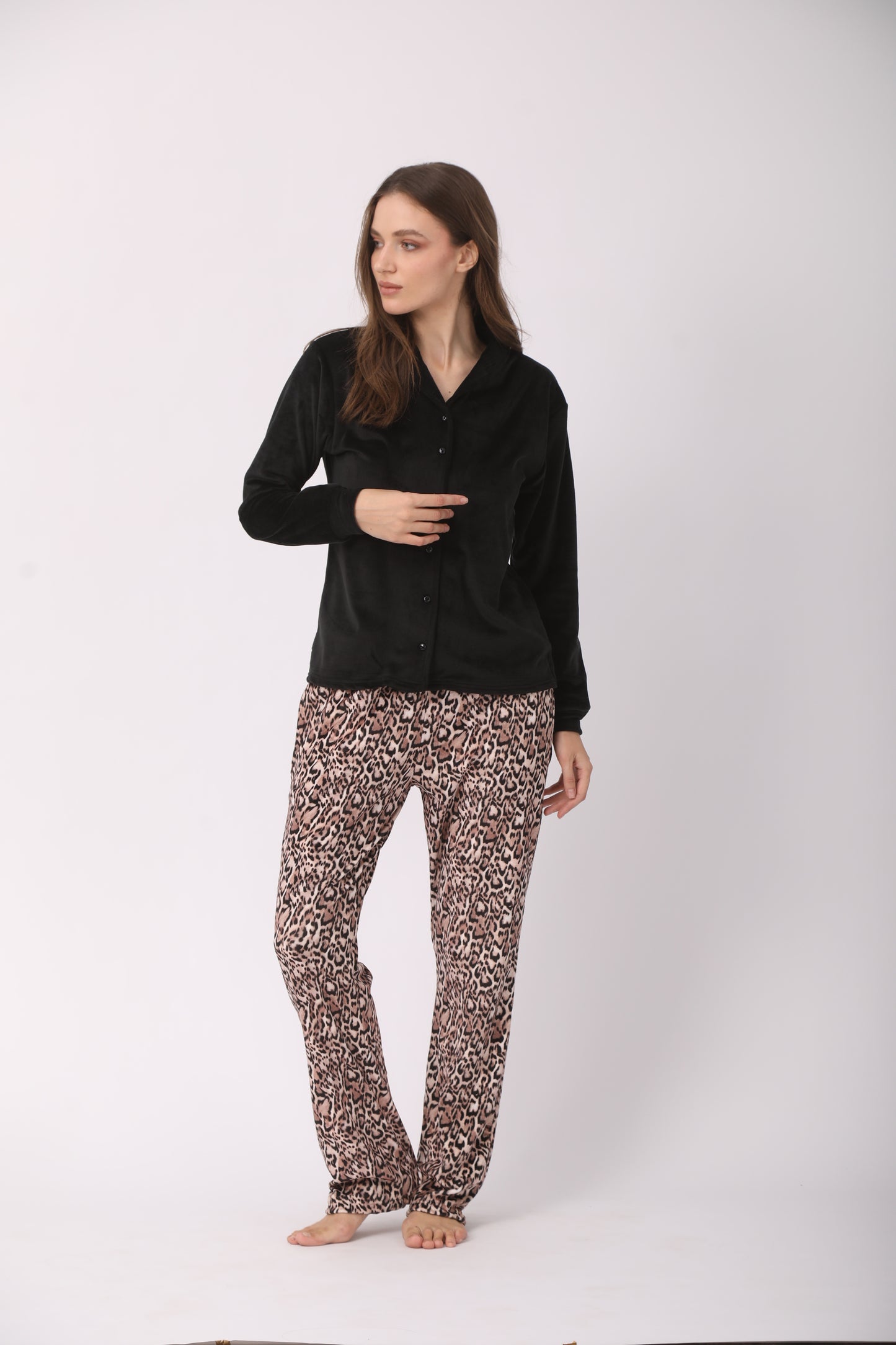 Cheetah Print Pants with Solid Black Top